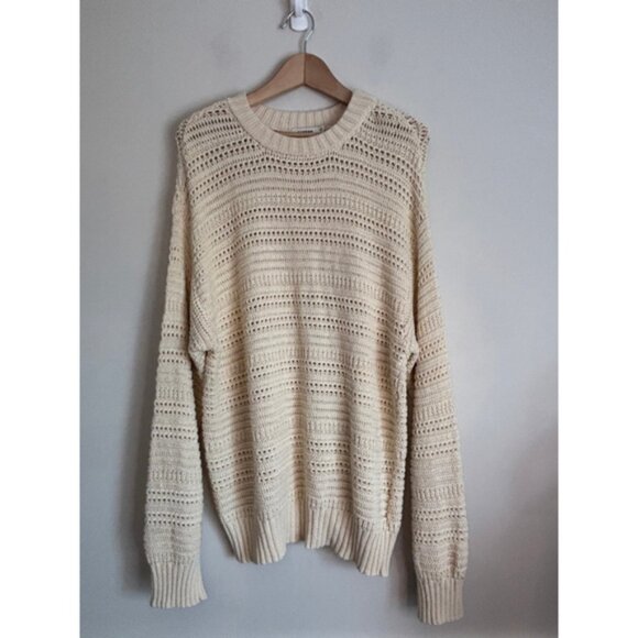 Sandro Paris Mens L Openwork Knit Cotton Sweater Designer Luxury Menswear - Picture 3 of 11